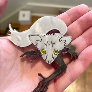 Handmade aye-aye lemur brooch